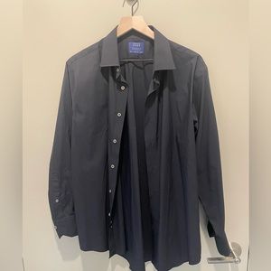 Men black dress shirt with Silver buttons